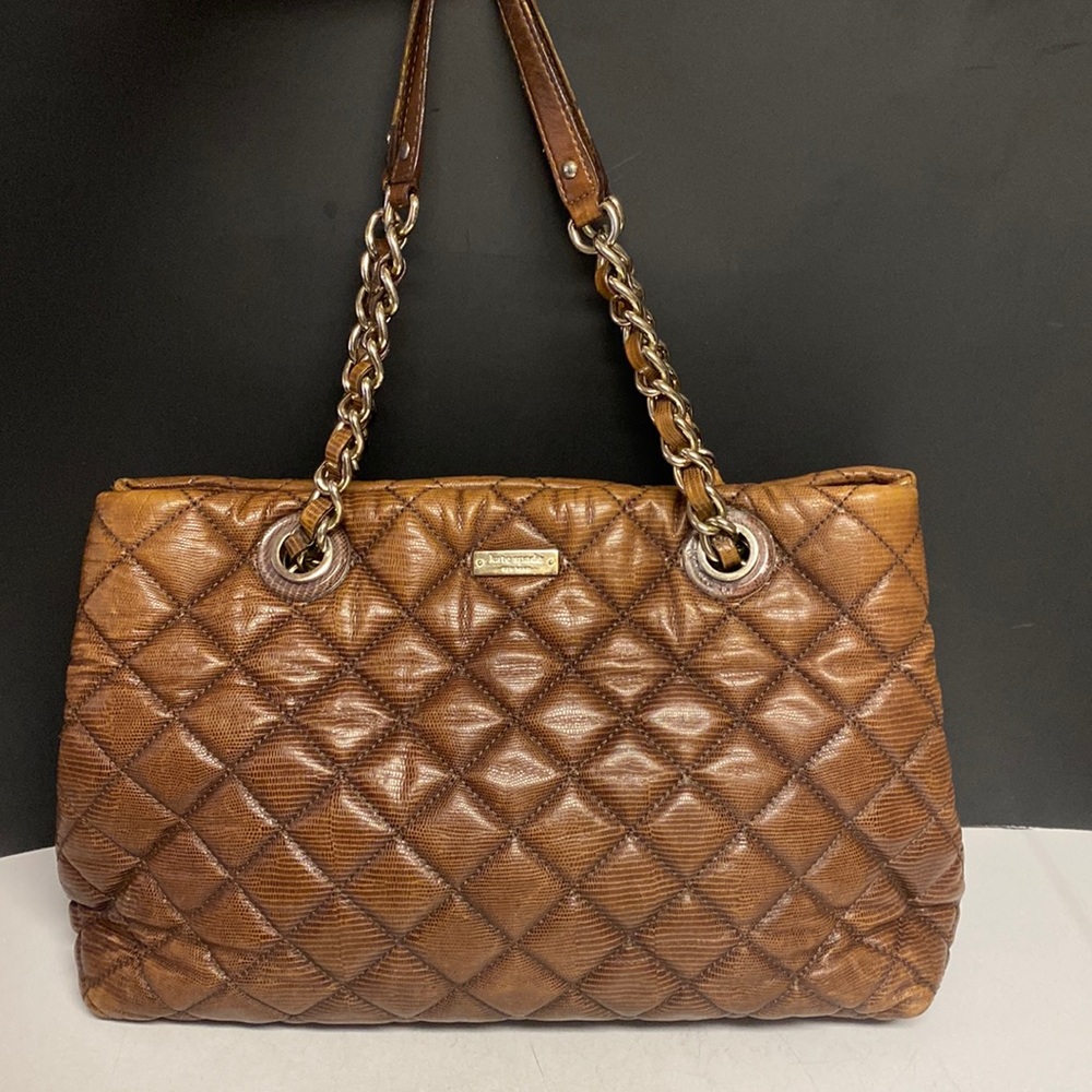Kate Spade Brown Leather Quilted Shoulder Bag Purse